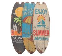 Homoyoyo Lot de 3 Panneaux Décoratifs en Bois Thème Plage - Décorations Murales de Planches de Surf Tropicales Pastel - Décoration Suspendue pour Salle de Bain, Salon ou Espace