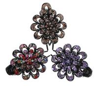 Homoyoyo Lot de 3 Pinces à Cheveux Françaises Style Français Décoratives en Métal Strass Barrettes Petites à Trois Dents pour Cheveux Épais Usage Quotidien et Occasions Spéciales