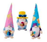 Homoyoyo Lot de 3 Poupées Gnomes D'été Thème Océan Surf, Ballon de Plage et Glace, Décoration Intérieure pour Fête Tropicale, Accessoires Décoratifs pour Maison et Anniversaire, Ornement