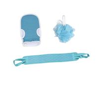 Homoyoyo Lot De 3 Serviettes Exfoliantes Longues Dos Bleu Foncé Moufles De Bain Décontaminants Kit Bain Unisexe Pour Et Spa