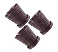 Homoyoyo Lot de 3 Sets de Pots de Fleurs Succulentes en Résine Plateau Jardinières Rondes Marron Taille M pour Intérieur et Bureau Drainage pour Plantes D’Intérieur et Jardinage
