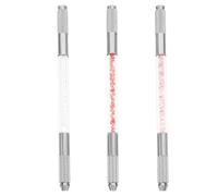 Homoyoyo Lot de 3 Stylos à Sourcils Brodés à Double Pointe en Cristal Stylo Maquillage pour Sourcils en Métal Couleurs Assorties Multi-Usages pour Tatouage et Épilation Professionnelle