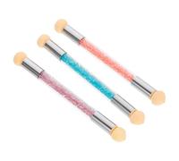 Homoyoyo Lot De 3 Stylos Éponge à Ongles Décoratifs Double Tête, Pinceaux Nail Art Dégradé, Taille Moyenne, Pour Artistes De Manucure Et Usage Maison, Choix Couleurs Rose, Violet Et Bleu