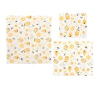 Homoyoyo Lot de 3 Torchons Alimentaires Réutilisables en Coton la Cire D'abeille Naturelle, Emballage Écologique pour Conservation des Aliments Frais, Fruits, Légumes et Fromages, Tissu