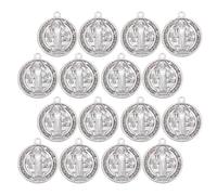 Homoyoyo Lot de 30 Pendentifs Croix en Métal Saint Benoît Médailles Chrétiennes de Protection Breloques Argentées pour Chapelet Catholique Éléments pour Bijoux de Foi Usage Religieux