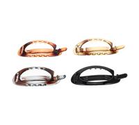 Homoyoyo Lot De 4 Barrette Française Ovale Pour Chignon Pinces Plates Pour Cheveux Fins Finition Brillante Couleurs Assorties Ambre Rouge, Jaune, Gris Et Noir Usage Quotidien Femmes