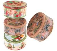 Homoyoyo Lot de 4 Boîtes à Bonbons de Noël en Fer Petit Coffret Décoratif 4 Styles D’Ours Boîte à Biscuits Festive Étui Métallique Compact pour Emballage Présent et Conservation des