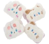 Homoyoyo Lot de 4 Bracelets Anti-humidité pour Se Laver le Visage, en Fausse Fourrure Douce, Taille Petite, Couleur Blanche Motifs Chat et Lapin, Absorbants et Confortables, pour Soins