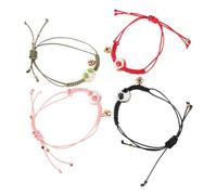 Homoyoyo Lot De 4 Bracelets Maneki Neko Mignons : Breloque Chat En Céramique Tressée - Bracelet Porte- Feng Shui En Céramique Pour Étudiants Et Professionnels
