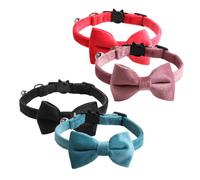 Homoyoyo Lot de 4 Colliers en Velours pour Chaton avec Nœud Décoratif Clochette de Sécurité Collier Ajustable Léger en Quatre Couleurs pour Petits Chats et Occasions Spéciales