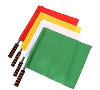 Homoyoyo Lot de 4 Drapeaux D'arbitre de Football Portatifs 30x20 Cm, Couleurs Blanc, Jaune, Rouge et Vert, Matériaux Robustes Poignée Ergonomique Antidérapante, pour Match et Entraînement