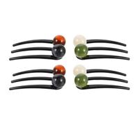 Homoyoyo Lot de 4 Épingles à Chignon Chinoises Vintage à 3 Dents Perles Vertes et Brunes Accessoires pour Cheveux Épais Maintien Antidérapant pour Chignons Rétro Ballets et Fêtes