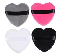 Homoyoyo Lot De 4 Houppettes De Maquillage En Coton Pur Forme Cœur Grosse Taille Pour Visage Et Corps, Douces Et Lavables, Pour Femmes Et Bébés Usage Quotidien
