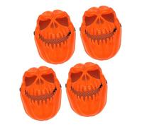 Homoyoyo Lot de 4 Masques de Crâne Citrouille D'halloween Orange, Masques D'horreur Légers et Solide pour Fêtes, Spectacles et Décorations Festives