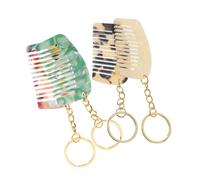 Homoyoyo Lot de 4 Mini Peignes à Dents Larges en Plaque D’acétate Porte-clés Polyvalents pour Coiffure Facile à Transporter un Paquet à Dos