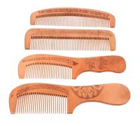 Homoyoyo Lot de 4 Peignes en Bois de Pêcher Naturel Antistatiques pour Massage du Cuir Chevelu, Peigne à Dents Fines et Larges, Accessoires de Coiffure Polyvalents pour Différents Types