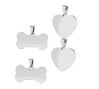 Homoyoyo Lot De 4 Pendentifs Vierges En Inox, 2 Formes Os Cœur 35mm, Argenté, Accessoires De Porte-clés Pour Loisirs Créatifs, Bricolage Personnalisé, Présents Diy Et Passe-temps