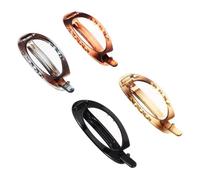 Homoyoyo Lot De 4 Pinces Plates Ovales Françaises Pour Chignon Et Queue De Cheval Finition Brillante Couleurs Ambre Rouge Ambre Jaune Et Noir Adaptées Cheveux Fins Usage Quotidien Et Événementiel