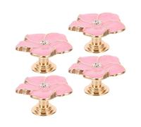 Homoyoyo Lot de 4 Poignées en Alliage de Zinc Couleur Rose de Fleur à 5 Pétales Boutons de Tiroir Originaux pour Meubles Placards et Chambres D’Garçon et Filles Quincaillerie Décorative
