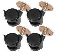 Homoyoyo Lot de 4 Roulettes Auto-adhésives Pivotantes pour Meubles en Plastique Noir Frein Silencieux, Rotation 360°, pour Bureau et Salon