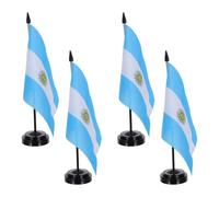 Homoyoyo Lot de 4 Sets de Sets de Drapeaux de Bureau Argentins avec Support, en Polyester et Plastique, Construction Robuste, pour Décoration de Table au Bureau ou Étude Réutilisable
