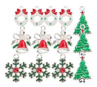 Homoyoyo Lot de 40 Breloques de Noël pour Fabrication de Bijoux Pendentifs Sapin Flocons Cloches et Couronnes Vertes Accessoires DIY pour Collier et Bracelet Festive Décoration