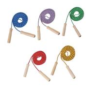 Homoyoyo Lot de 5 Cordes à Sauter Poignées en Bois, Corde D’exercice pour Garçon et Filles, 5 Pièces Couleur Aléatoire, Équipement Fitness pour Entraînement à Domicile et