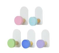 Homoyoyo Lot de 5 Crochets Muraux sans Perforation pour Garçon et Filles Crochets à Vêtements Colorés en Fer et Bois Supports Adhésifs Pratiques pour Chambre D’Garçon et Filles