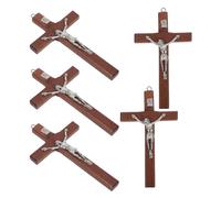 Homoyoyo Lot de 5 Pendentifs Croix Religieuse en Bois Foncé Petits Crucifix Artisanaux pour Création de Bijoux Chrétiens Breloques pour Colliers et Bracelets Accessoires Spirituels