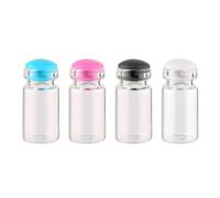 Homoyoyo Lot de 50 Mini Bouteilles en Verre 15 ML avec Bouchon en Silicone Multicolore Mini Bocaux à Souhaits Transparents 12X24 MM Décorations DIY pour Mariage Fête et Home Déco