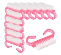 Homoyoyo Lot de 50 Mini Brosses à Ongles en Plastique Rose, Pinceaux à Poudre Douce de Corne de Mouton, Brosse de Nettoyage pour Nail Art et Dépoussiérage, Outil Compact Manucure Maison
