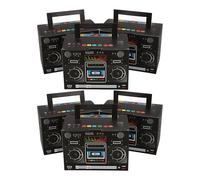 Homoyoyo Lot de 6 Boîtes à Friandises Rétro Années 80 de Radio Boîtes à Présents Noires pour Décorations de Fête Centres de Table Musicaux et Emballages Festifs