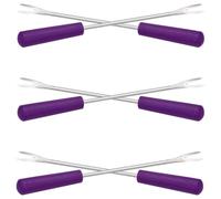 Homoyoyo Lot de 6 Fourchettes à Fromage et Fruits en Acier Inoxydable Réutilisables Fourchettes à Barbecue Anti-Brûlures Couleur Violette pour Pique-Niques Barbecues et Fondues
