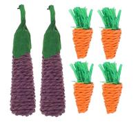 Homoyoyo Lot De 6 Friandises Naturelles à Mâcher pour Lapins Et Petits Animaux - Jouets en Paille avec Radis Et Aubergine pour Moudre Les Dents - Idéal pour Hamsters Cochons d'Inde