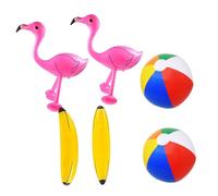 Homoyoyo Lot de 6 Jouets Gonflables de Plage en PVC, 2 Flamants Roses, 2 Bananes, 2 Ballons de Plage 30 Cm, Jouets Aquatiques pour Garçon et Filles, Légers et Colorés, pour Piscine et Jeux