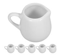 Homoyoyo Lot de 6 Mini-Pichets à Sauce en Céramique Blanche 50 Ml avec Poignée et Bec Verseur - Pots à Crème Compacts pour Sauces Sirops et Condiments - la Cuisine et Service à Table