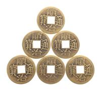 Homoyoyo Lot de 6 Pièces de Monnaie Chinoises en Laiton Cuivré, Style Ancien Feng Shui, Accessoires Multifonctions pour Bricolage et Décoration, pour Loisirs Créatifs et Jeux D’énigmes