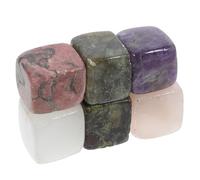 Homoyoyo Lot de 6 Pierres à Whisky en Quartz Naturel Réutilisables 0,8 Pouce Glaçons de Cube Multicolores Cristal Blanc Quartz Rose Violet Pierre de Sang Pierre D'éclat pour Boissons Bar