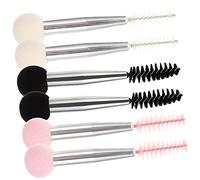 Homoyoyo Lot de 6 Pinceaux Maquillage Double Tête avec Applicateur Éponge, Brosse à Cils et Sourcils, Couleurs Rose Blanc Noir, Kit Professionnel pour Maquillage Yeux et Voyage