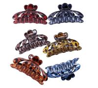 Homoyoyo Lot de 6 Pinces à Cheveux Griffes Motifs Panthère, Taille Moyenne, Matériaux Solide, Multi-couleurs, pour Femmes, Coiffures Chignon et Voyage