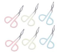 Homoyoyo Lot de 6 Pinces à Épiler pour Sourcils en Acier Inoxydable, Forme Ciseaux, Pointes Plates Droites, Outils Cosmétiques Professionnels pour Maquillage et Épilation Précise