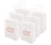 Homoyoyo Lot de 6 sacs cadeaux mariage Team Bride blancs avec poignées, sacs de bienvenue pour invités adultes, sacs en papier pliables et portables, parfaits pour cadeaux et rangement élégant