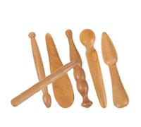 Homoyoyo Lot de 6 set de Bâtonnets de Massage Gua Sha en Bois Naturel Outils de et Acupression pour Visage et Corps Kit Polyvalent pour Massage Relaxant à Domicile ou Spa Finition Lisse