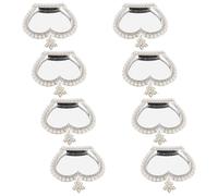 Homoyoyo Lot de 8 Autocollants Miroir de Maquillage de Couronne Argentée avec Dos Adhésif, Breloques Strass Décoratives pour Coque de Téléphone Portable Diy, Accessoires Pratiques
