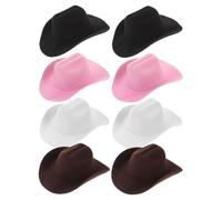 Homoyoyo Lot de 8 Mini Chapeaux de Cowboy en EVA pour Poupées 4 Couleurs Assorties Accessoires Western Décoratifs pour Fêtes D’Anniversaire et Jeux Créatifs