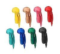 Homoyoyo Lot de 8 Turbans Satinés Élastiques Chapeau de Pirate Unisexe, Durag Longue Queue, Bandeaux Mode Confort, Femmes Perte de Cheveux, Coiffure Chimio, Multi-usages, Couleur Aléatoire