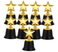 Homoyoyo Lot de 9 Mini Trophées en Plastique D'étoile Socle, Coloris Doré, pour Récompenses Sportives Scolaires et Compétitions Garçon et Filles, Accessoires Ludiques et Trophées Légers