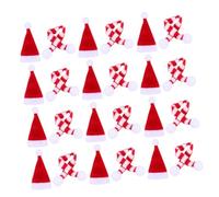 Homoyoyo Lot Mini Bonnets Tricotés et Écharpes Rouges et Blanches Décorations DIY pour Accessoires Sacs Vêtements Fête de Noël Cadeaux Famille et Amis