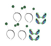 Homoyoyo Lunettes de Soucoupe Volante 8 Pièces 4 Ensembles Bandeaux Verts Accessoires de Fête Amusants pour Adultes Fête Costumée Noël Mardi Gras Couleur Aléatoire