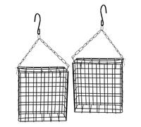 Homoyoyo Mangeoire à Oiseaux Suspendue en Fer Noir 2pcs avec Chaîne Réglable pour Perroquets et Oiseaux, Usage Multiple pour Jardins et Parcs en Extérieur